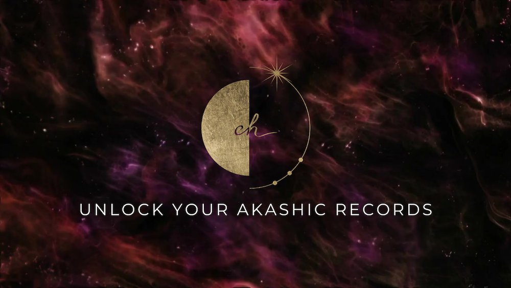 Unlock your akashic records written over an image of space with the Conscious Home logo